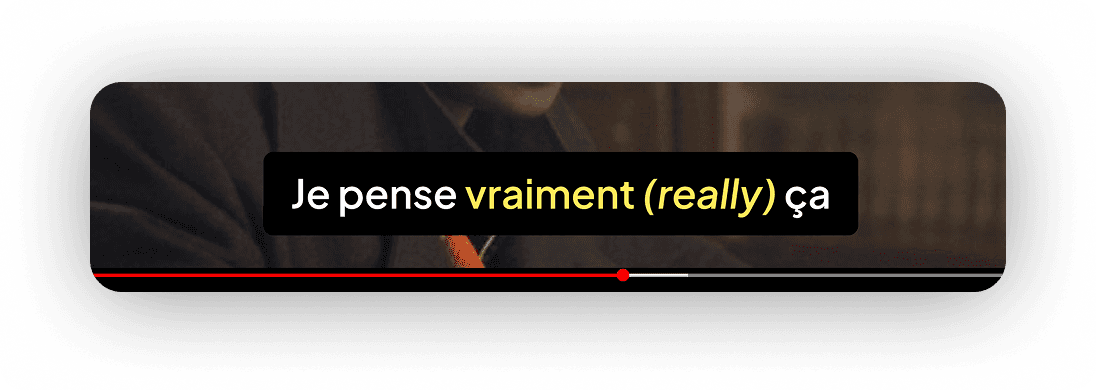 Example of Bingy translating an unknown word inline within Netflix subtitles